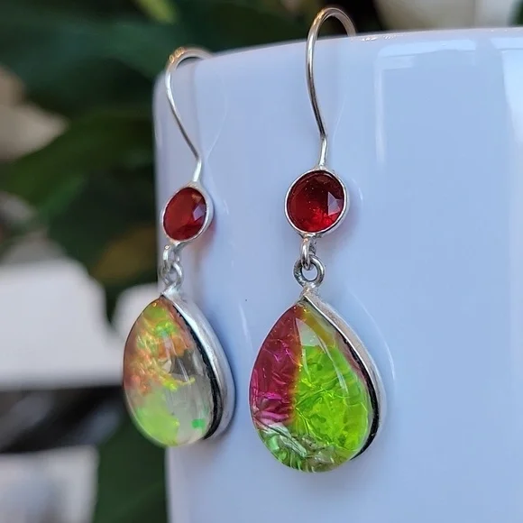 Dichroic Glass Earrings - Picture 3 of 6
